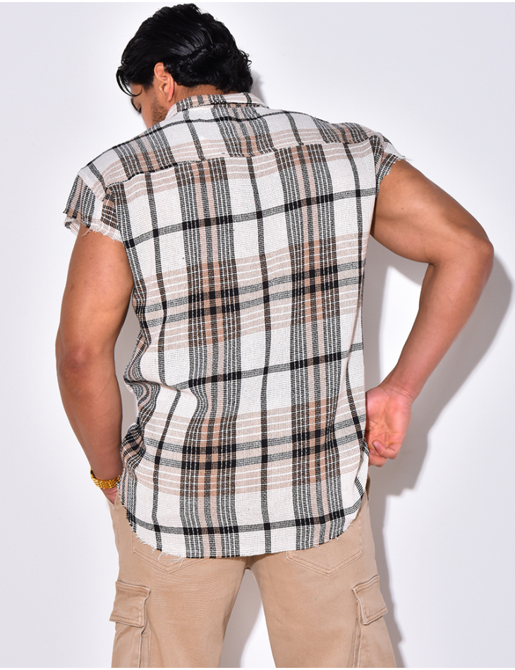 Chemise à rayure avec manches effillochées