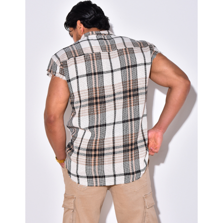 Chemise à rayure avec manches effillochées