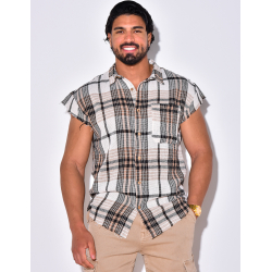 Chemise à rayure avec manches effillochées