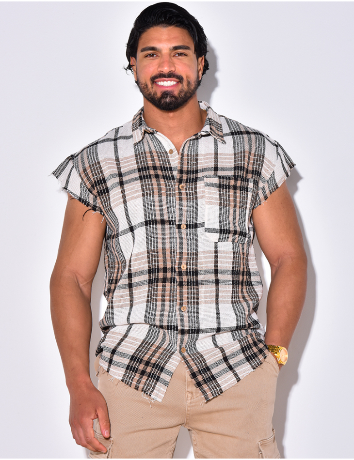 Chemise à rayure avec manches effillochées