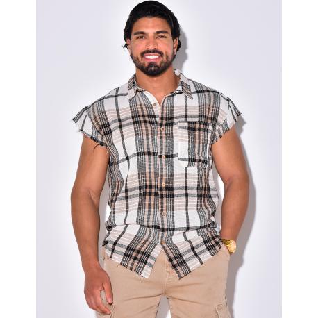 Chemise à rayure avec manches effillochées