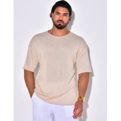 T-shirt uni en maille ajourée T-shirt uni en maille ajourée