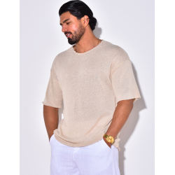 T-shirt uni en maille ajourée T-shirt uni en maille ajourée