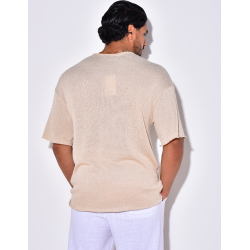 T-shirt uni en maille ajourée T-shirt uni en maille ajourée