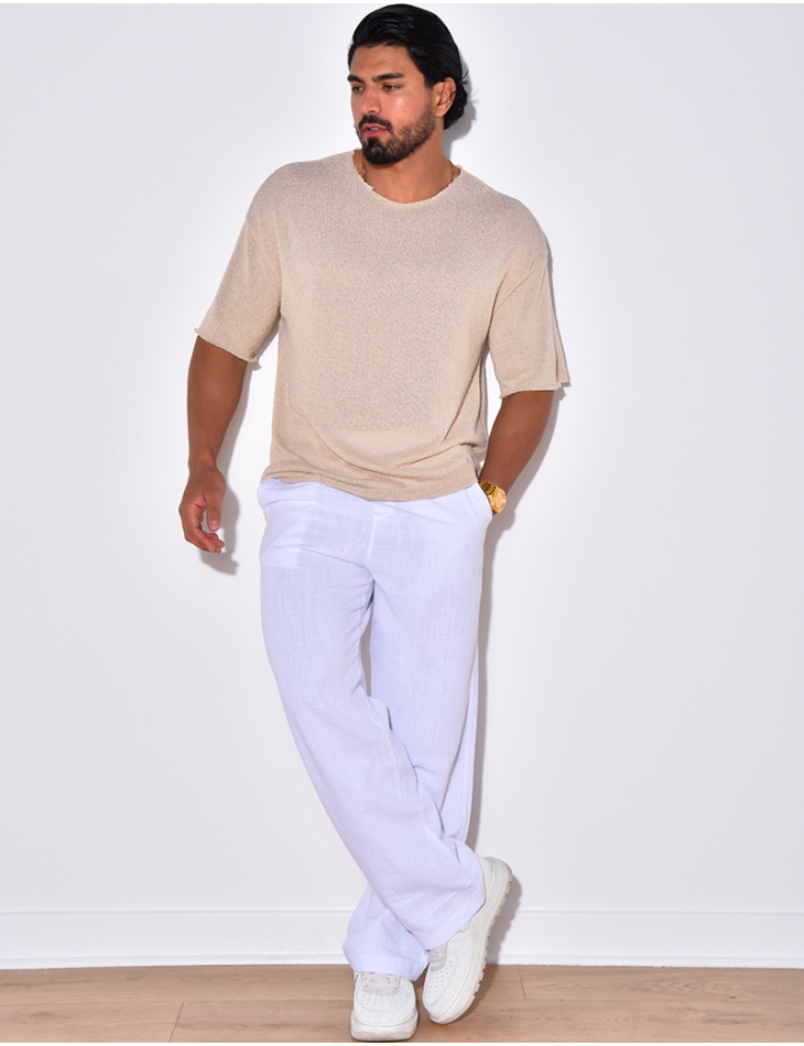 T-shirt uni en maille ajourée T-shirt uni en maille ajourée