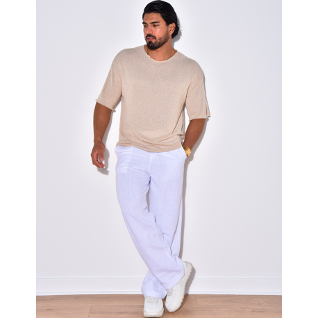 T-shirt uni en maille ajourée T-shirt uni en maille ajourée