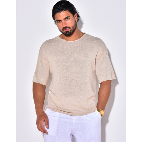 T-shirt uni en maille ajourée T-shirt uni en maille ajourée