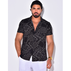 Chemise manche courte à motif bandana avec poche Chemise manche courte à motif bandana avec poche