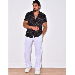 Chemise manche courte à motif bandana avec poche Chemise manche courte à motif bandana avec poche