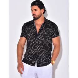 Chemise manche courte à motif bandana avec poche Chemise manche courte à motif bandana avec poche