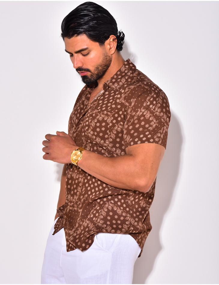 Chemise manche courte à motif bandana avec poche