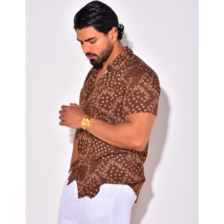 Chemise manche courte à motif bandana avec poche
