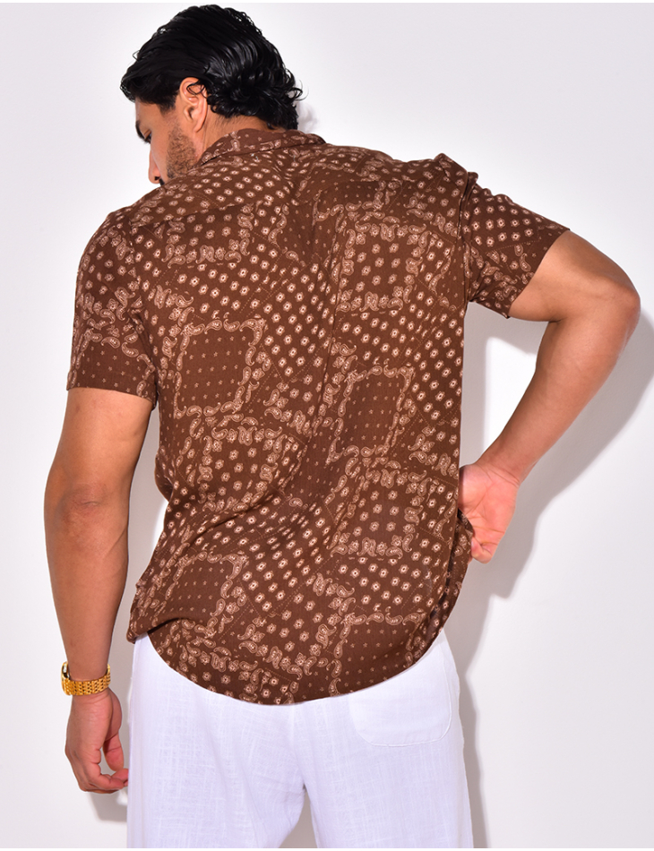 Chemise manche courte à motif bandana avec poche