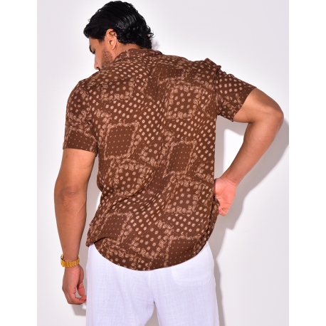 Chemise manche courte à motif bandana avec poche