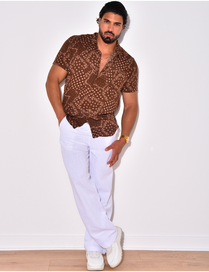 Chemise manche courte à motif bandana avec poche