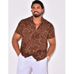 Chemise manche courte à motif bandana avec poche