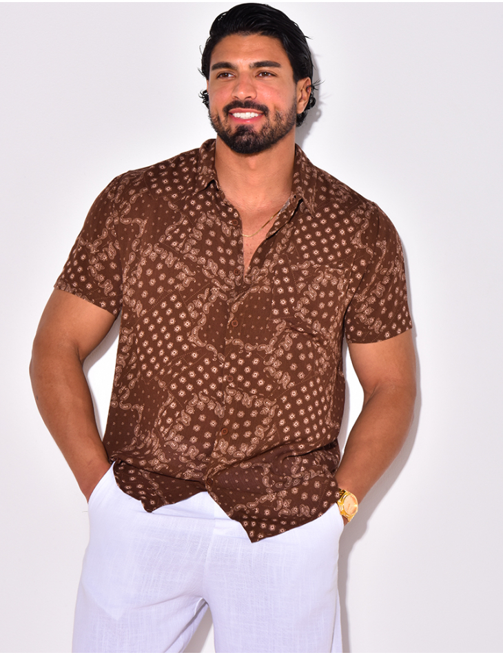 Chemise manche courte à motif bandana avec poche