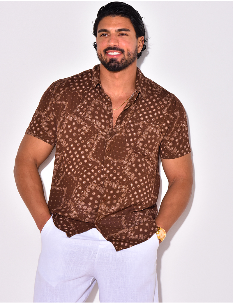 Jeans Industry Bandana Chemise Striped Short Sleeve Shirt Shorts