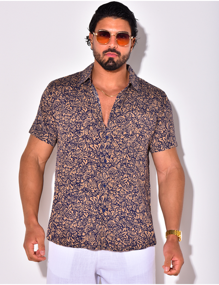 Chemise manche courte fleur best sale