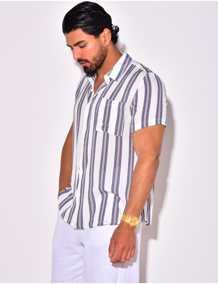 Chemise manches courtes à rayures Chemise manches courtes à rayures