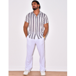 Chemise manches courtes à rayures Chemise manches courtes à rayures