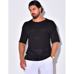 T-shirt uni en maille ajourée T-shirt uni en maille ajourée