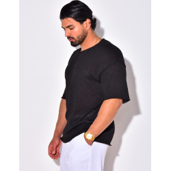 T-shirt uni en maille ajourée T-shirt uni en maille ajourée