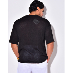 T-shirt uni en maille ajourée T-shirt uni en maille ajourée