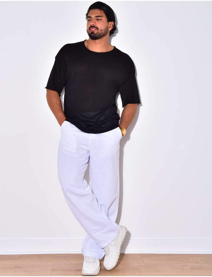 T-shirt uni en maille ajourée T-shirt uni en maille ajourée