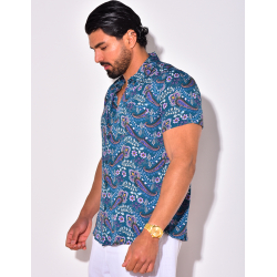 Chemise manches courtes à fleurs Chemise manches courtes à fleurs