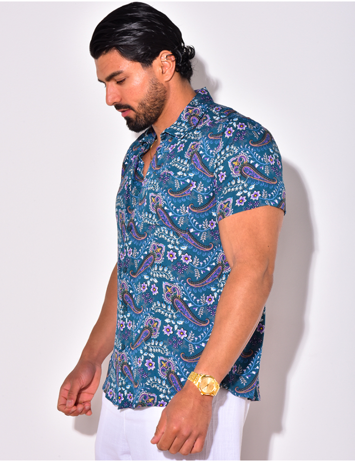 Chemise manches courtes à fleurs Chemise manches courtes à fleurs