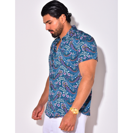 Chemise manches courtes à fleurs Chemise manches courtes à fleurs