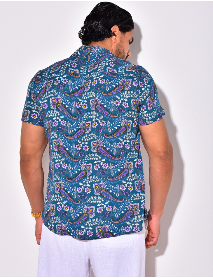 Chemise manches courtes à fleurs Chemise manches courtes à fleurs