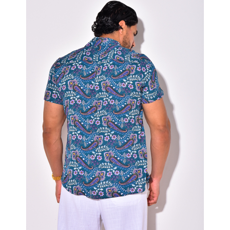 Chemise manches courtes à fleurs Chemise manches courtes à fleurs