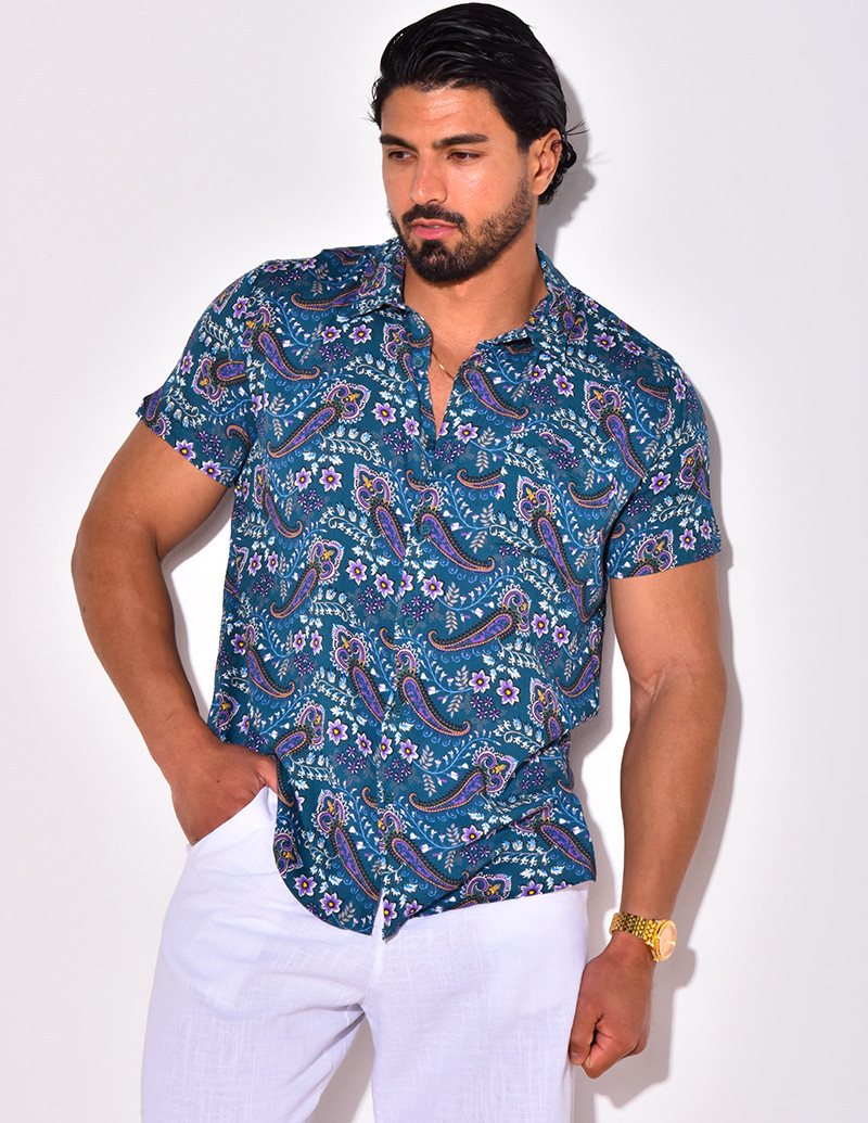 Chemise manches courtes à fleurs