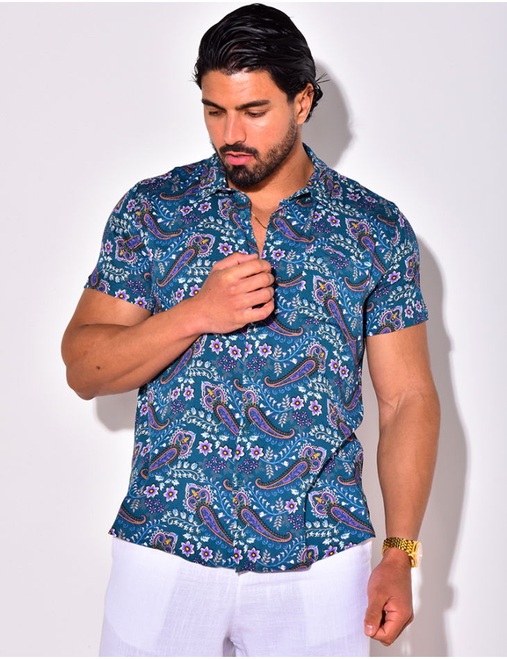 Chemise manches courtes à fleurs Chemise manches courtes à fleurs