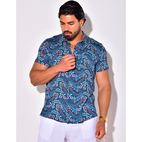 Chemise manches courtes à fleurs Chemise manches courtes à fleurs