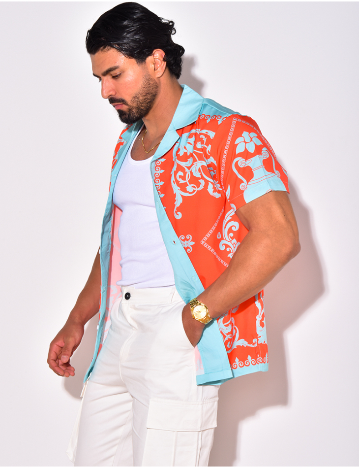 Chemise manches courtes à motifs baroque Chemise manches courtes à motifs baroque