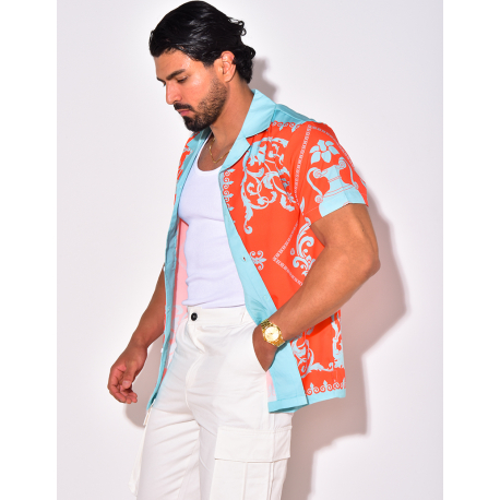 Chemise manches courtes à motifs baroque Chemise manches courtes à motifs baroque