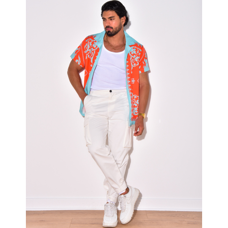 Chemise manches courtes à motifs baroque Chemise manches courtes à motifs baroque