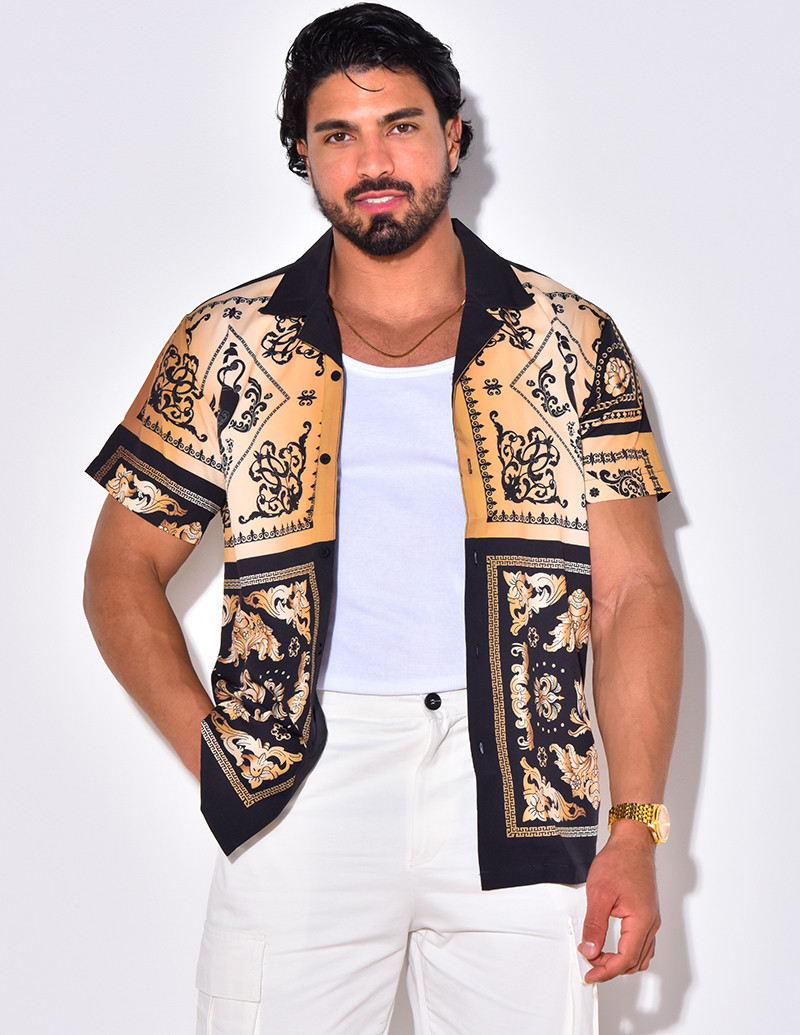 Chemise manches courtes à motifs baroque