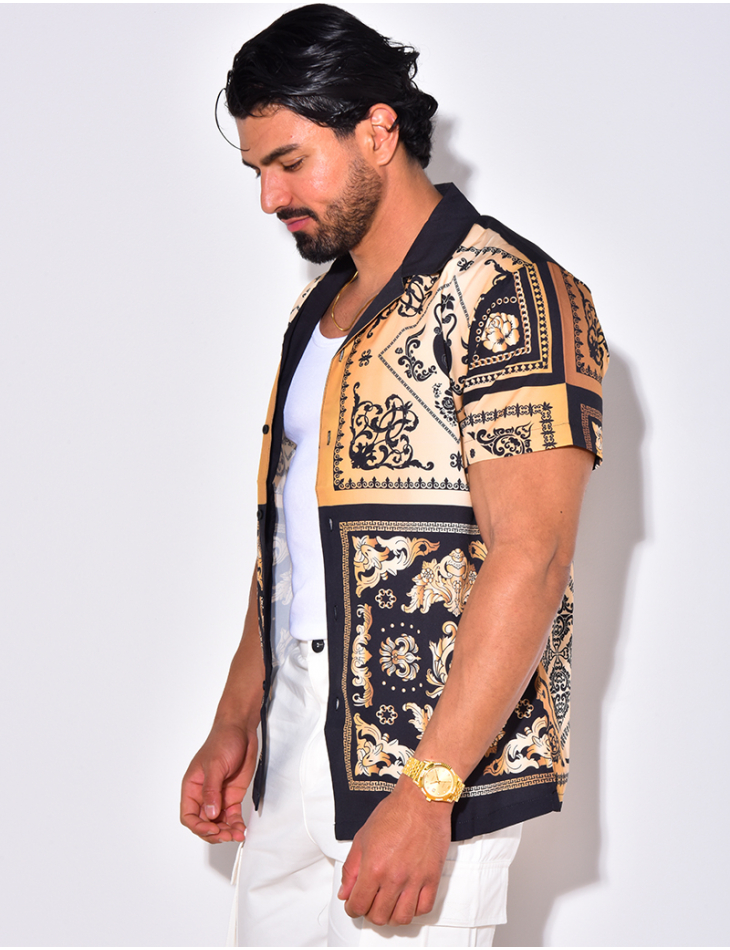 Chemise manches courtes à motifs baroque Chemise manches courtes à motifs baroque