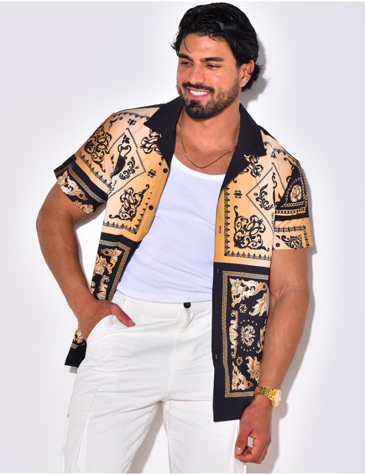 Chemise manches courtes à motifs baroque Chemise manches courtes à motifs baroque