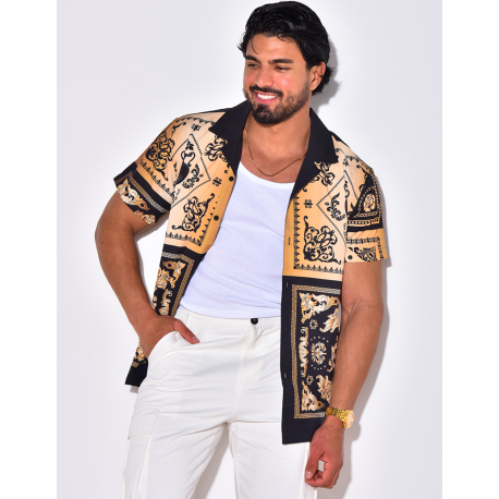 Chemise manches courtes à motifs baroque Chemise manches courtes à motifs baroque
