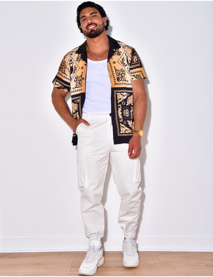 Chemise manches courtes à motifs baroque Chemise manches courtes à motifs baroque