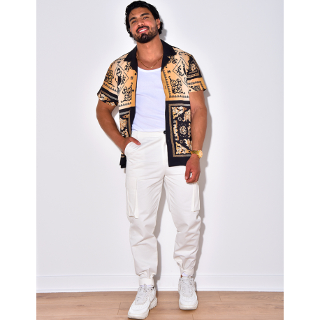 Chemise manches courtes à motifs baroque Chemise manches courtes à motifs baroque