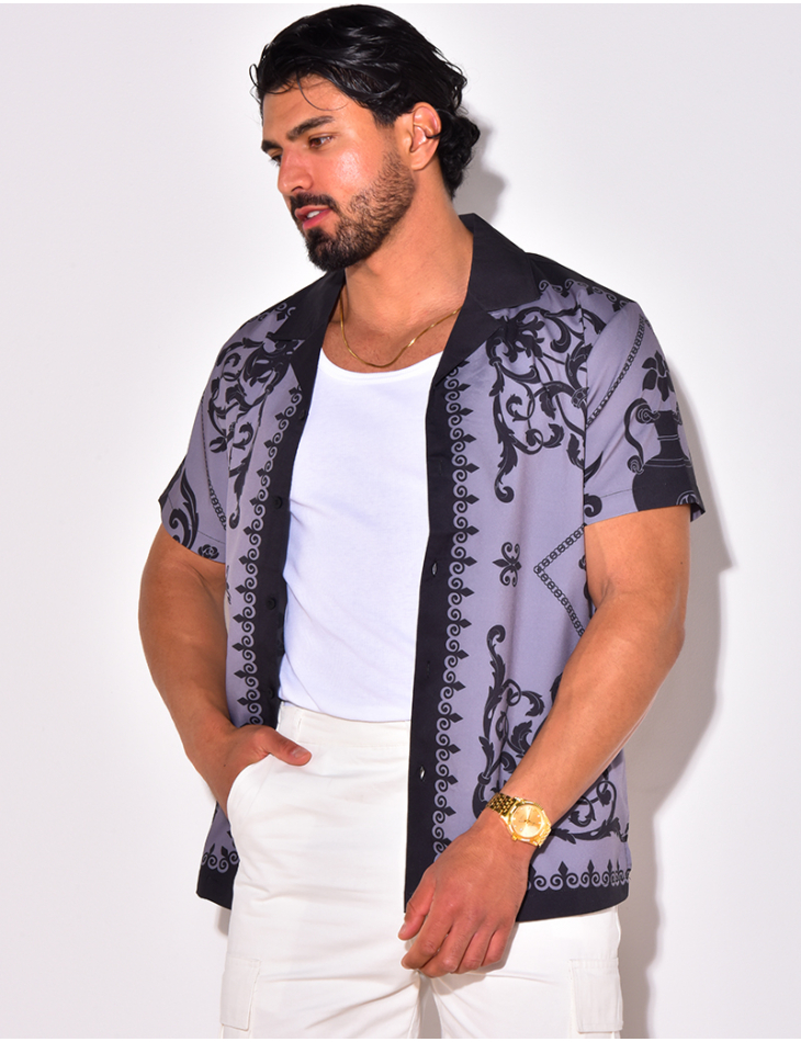 Chemise manches courtes à motifs baroque Chemise manches courtes à motifs baroque