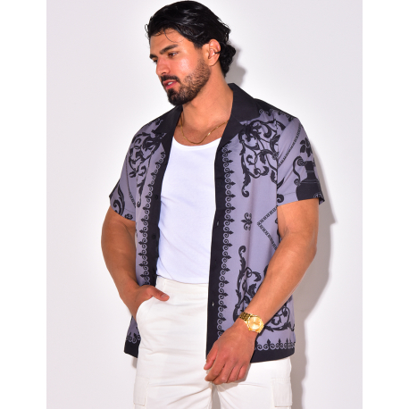 Chemise manches courtes à motifs baroque Chemise manches courtes à motifs baroque