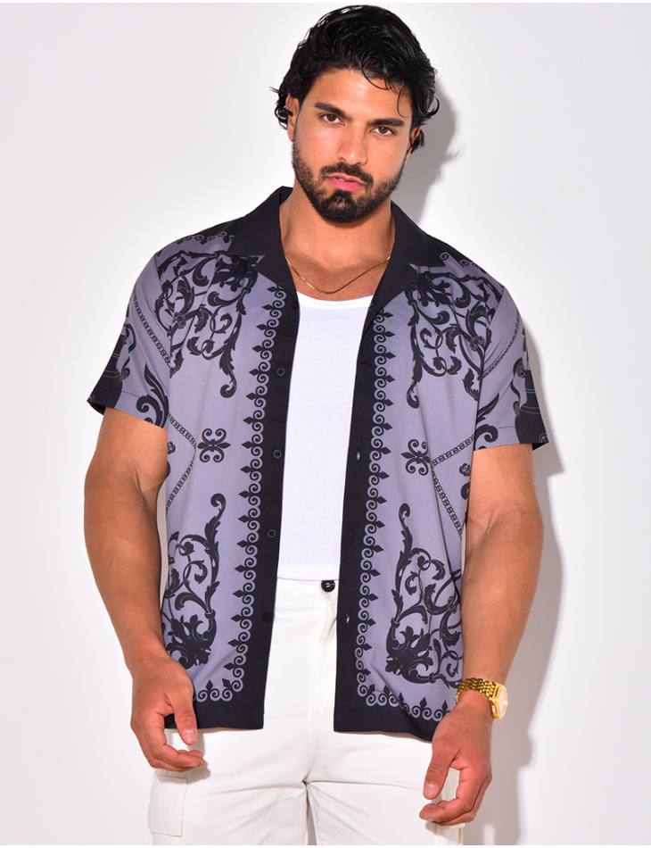 Chemise manches courtes à motifs baroque Chemise manches courtes à motifs baroque