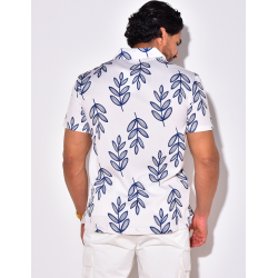 Chemise manches courtes à motifs feuilles Chemise manches courtes à motifs feuilles
